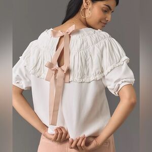 Anthropologie Tie-Backed Ruched Blouse